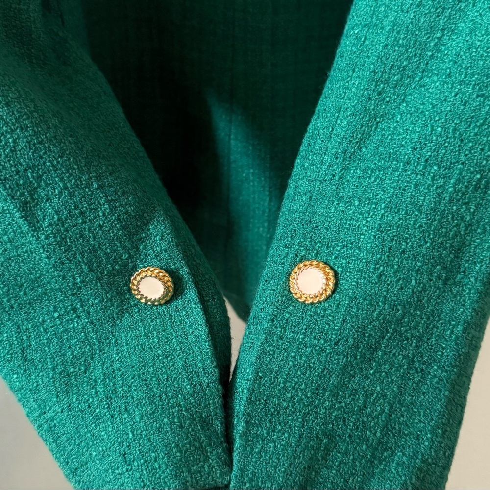 SANDRO Jacy Tweed Double Breasted Blazer Emerald Green Sz 42 EU / US 10 - Picture 8 of 11